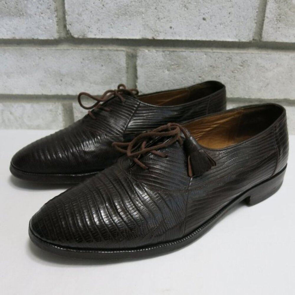 Ennesi Genuine Lizard Vintage Dress Oxfords Authentic Footwear Shoes 7